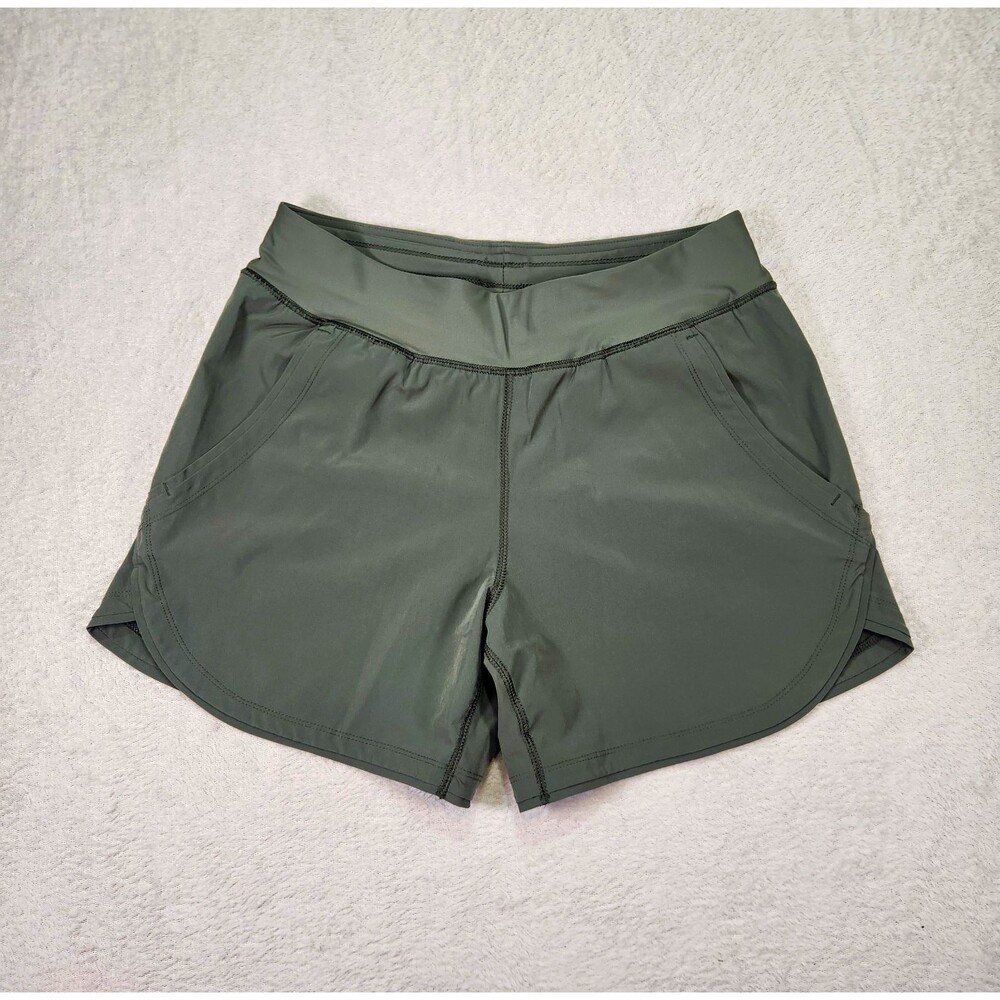 Lands' End Womens size 6 Active Shorts Olive Green Brief Lined Stretch Pockets